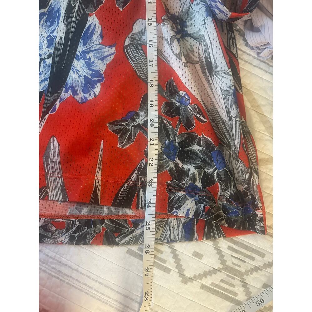Nike Sportswear Floral Mesh Top Women’s Plus Size 1X Orange Blue Graphic Short - Picture 7 of 8